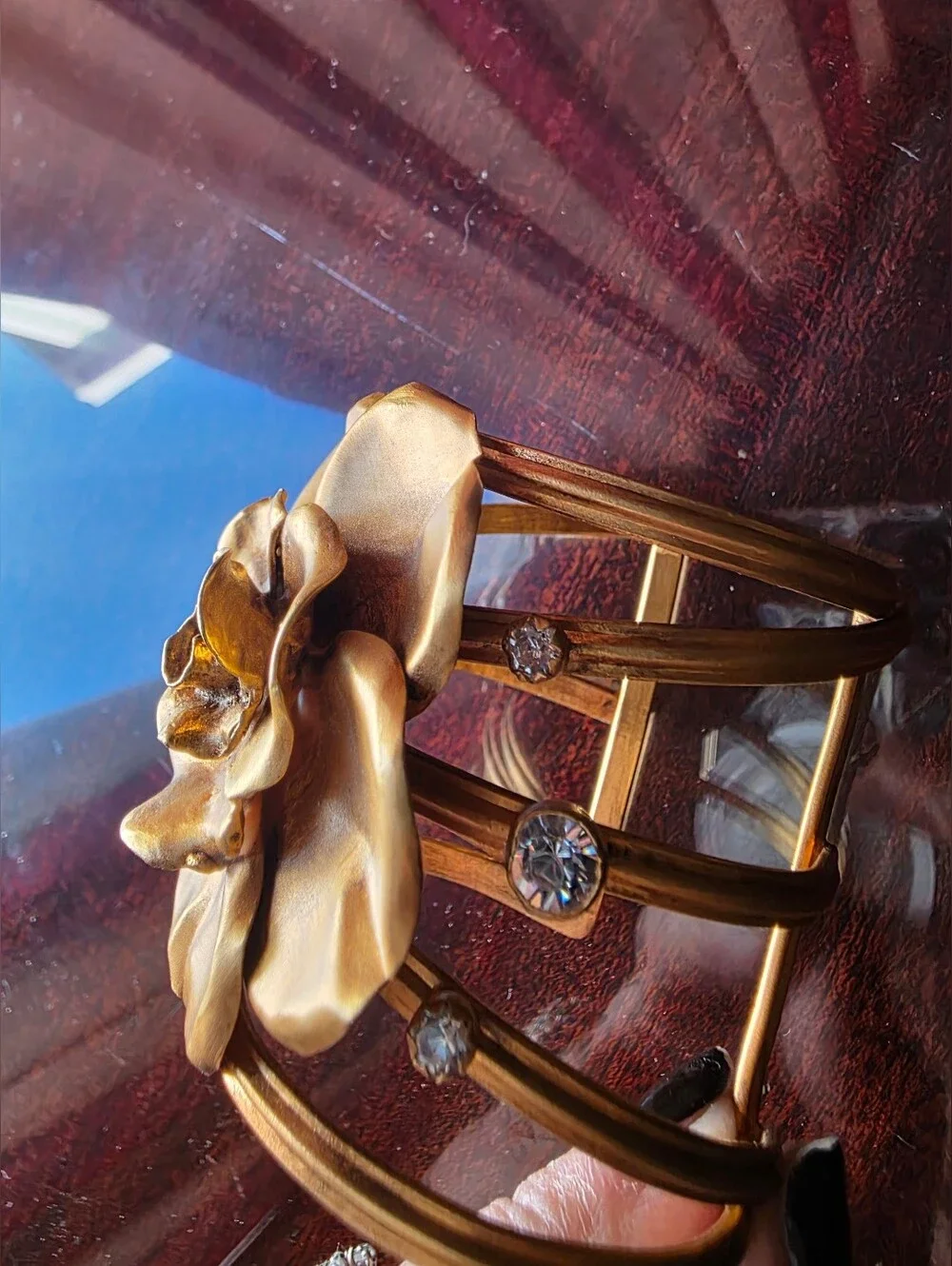 New Barbosa Rodeo Quincy Beautiful Gold Tone Rose Cuff Bracelet - Picture 4 of 8